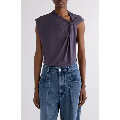 Isabel Marant Nayda Asymmetric Cotton Slub Top In Blue