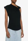 Isabel Marant Nayda Gathered Cotton Jersey T-shirt In Black