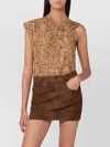 Isabel Marant Nayda Asymmetric T-shirt Ochre Print In Brown