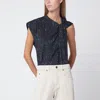 Isabel Marant Nayda Asymmetrical T-shirt With Midnight Blue Print In Blue