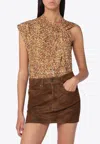 Isabel Marant Nayda Asymmetric T-shirt Ochre Print In Yellow