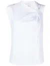 Isabel Marant Organic Cotton Ribbed Crew-neck Asymmetric Sleeveless Cutout T-shirt In White