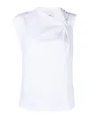 Isabel Marant Organic Cotton Ribbed Crew-neck Asymmetric Sleeveless Cutout T-shirt In White