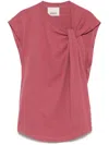 Isabel Marant Front Bow Crewneck Top With Knot Detail In Pink