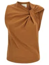 Isabel Marant Sleeveless Crew Neck Top With Knot Detail In Brown