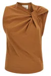 Isabel Marant Sleeveless Crew Neck Top With Knot Detail In Brown