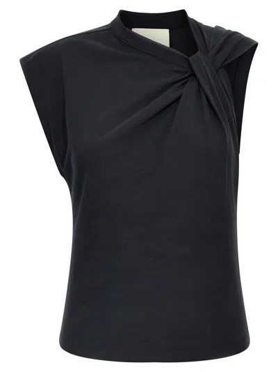 Isabel Marant Maisan Black T-shirt With Asymmetric Design And Logo Embroidery On The Back In Cotton Woman
