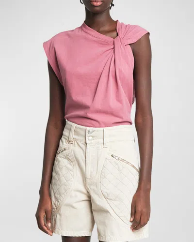 Isabel Marant Nayda Twisted Cap-sleeve T-shirt In Pink