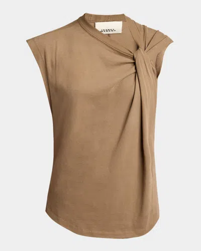Isabel Marant Nayda Twisted Cap-sleeve T-shirt In Light Khaki