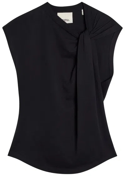 Isabel Marant Maisan Black T-shirt With Asymmetric Design And Logo Embroidery On The Back In Cotton Woman