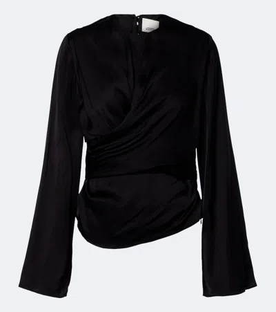 Isabel Marant Neame Draped Satin Top In Black