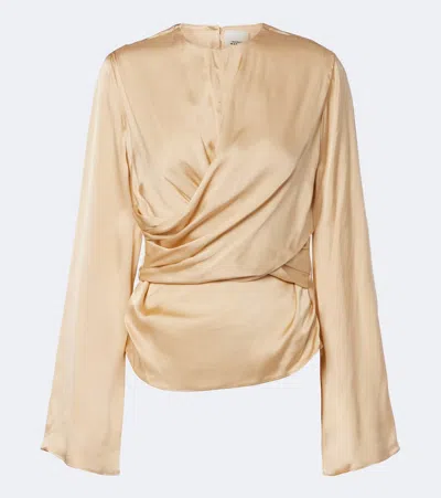 Isabel Marant Neame Draped Satin Top In Neutral