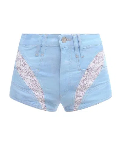 Isabel Marant Neida Patchwork-panel Detail Shorts In Blue