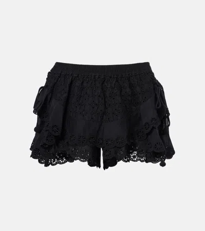 Isabel Marant Neis Cotton And Silk Shorts In Black