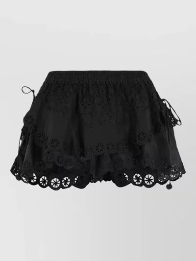 Isabel Marant Neis Cotton Silk Shorts Layered Lace In Black