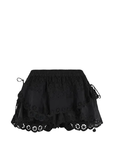Isabel Marant Embroidered Cotton And Silk-blend Shorts In Black