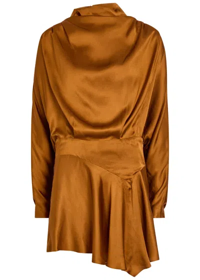 Isabel Marant Neline Draped Satin Top In Camel