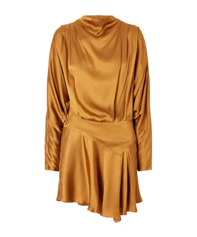 Isabel Marant Neline Satin Mini Dress In Brown