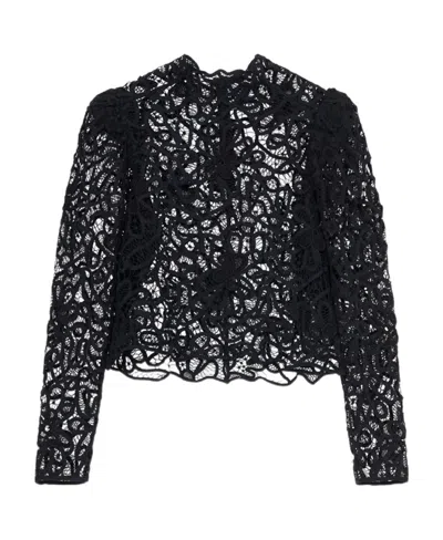 Isabel Marant Neline Lace Detailed Top In Black