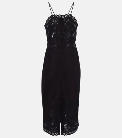 Isabel Marant Nelsane Cotton And Linen Midi Dress In Black