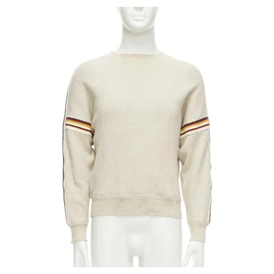 Pre-owned Isabel Marant Nelson Grey Melange Cotton Striped Trim Sweatshirt S In Gray