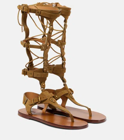 Isabel Marant Nensi Suede Gladiator Sandals In Beige