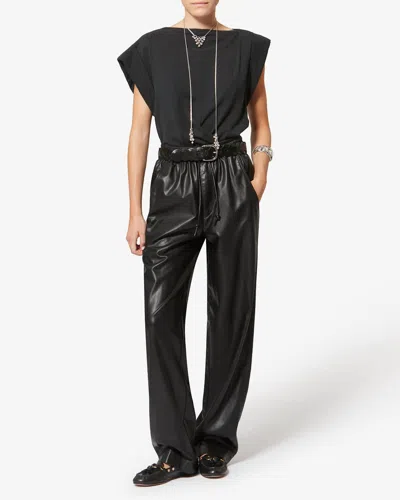 Isabel Marant Nereane Pants In Fluid Leather Black