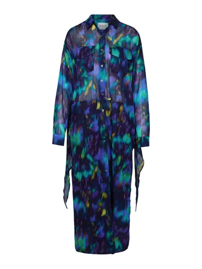 Isabel Marant Nesli Multicolor Cotton Dress In Blue