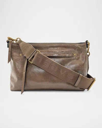 Isabel Marant Nessah Zip Leather Shoulder Bag In Dark Khaki