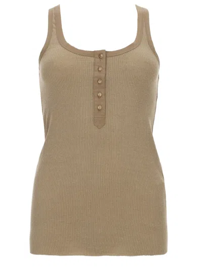 Isabel Marant Neutrals Helma Ribbed Scoop Neck Silk Tank Top In Brown