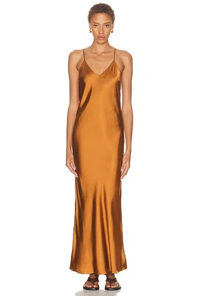 Isabel Marant Nevana Satin Maxi Dress In Gold