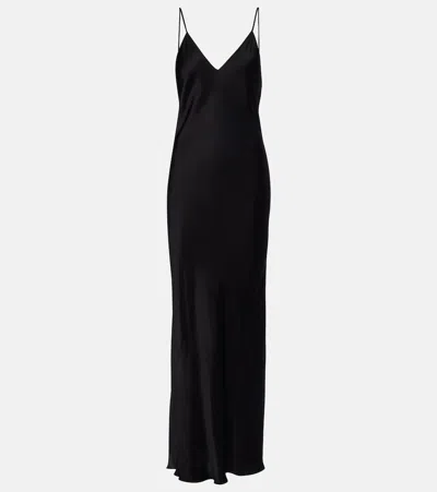 Isabel Marant Nevana Satin Maxi Dress In Black