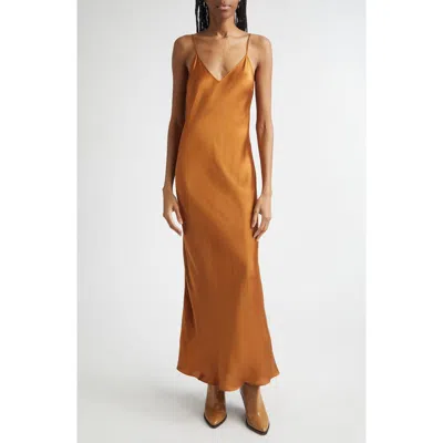Isabel Marant Nevana Satin Slipdress In Brown