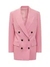 Isabel Marant Double-breasted Nevim Blazer With Peak Lapel 40 Italian Size In Pink