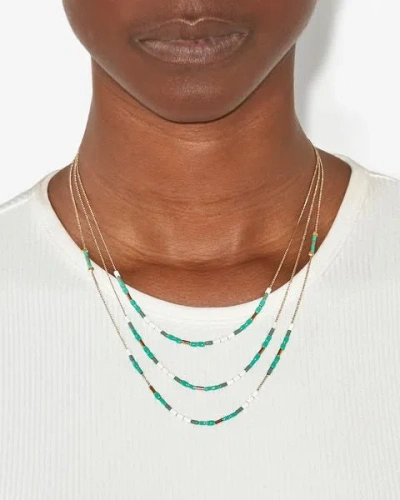 Isabel Marant New Color Strip Necklace In Turquoise