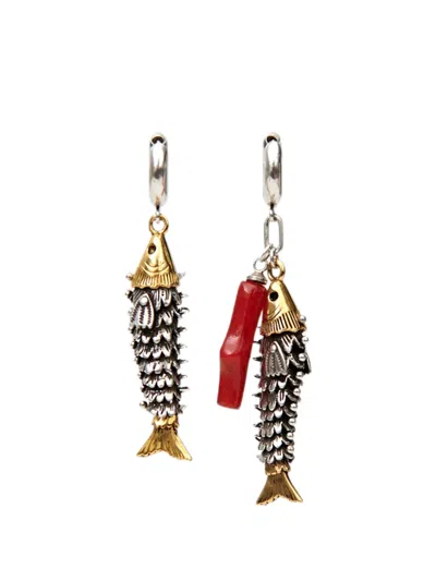 Isabel Marant River Asymmetric Earrings In Multi