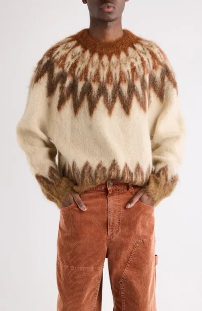 Isabel Marant Nicholas Oversize Fair Isle Mohair Blend Crewneck Sweater In Multi