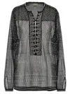 Isabel Marant 'nickie' Sheer Fabric Embellished Blouse With Keyhole Back