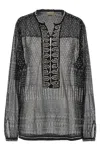 Isabel Marant 'nickie' Sheer Fabric Embellished Blouse With Keyhole Back
