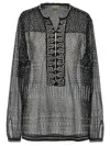 Isabel Marant 'nickie' Sheer Fabric Embellished Blouse With Keyhole Back In Black