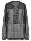 Isabel Marant 'nickie' Sheer Fabric Embellished Blouse With Keyhole Back In Black