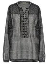 Isabel Marant 'nickie' Sheer Fabric Embellished Blouse With Keyhole Back In Black