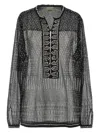 Isabel Marant 'nickie' Sheer Fabric Embellished Blouse With Keyhole Back In Black
