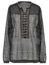 Isabel Marant 'nickie' Sheer Fabric Embellished Blouse With Keyhole Back In Black