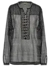 Isabel Marant 'nickie' Sheer Fabric Embellished Blouse With Keyhole Back In Black