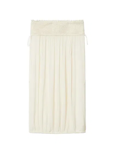 Isabel Marant Nilma Guipure Lace Crinkle Silk Midi Balloon Skirt In Neutral