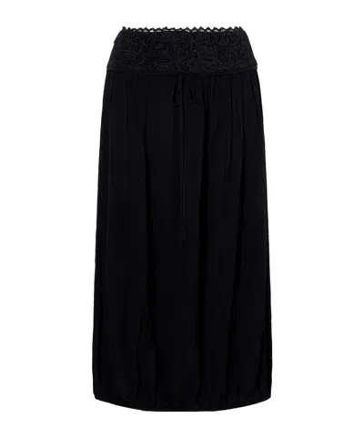 Isabel Marant Nilma Lace-trimmed Silk Midi Skirt In Black