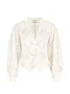 Isabel Marant Nina Ruffled V-neck Blouse In Neutral
