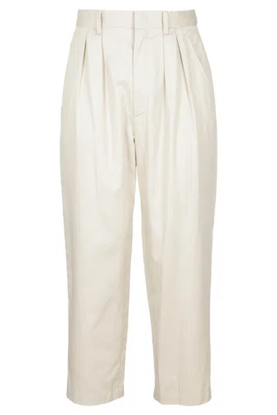 ISABEL MARANT NIOUFLOW MOM-FIT ECRU COTTON TROUSERS