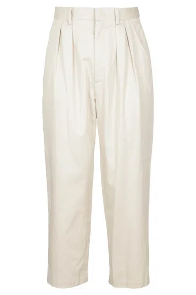 Isabel Marant Niouflow Mom-fit Ecru Cotton Trousers In Blue